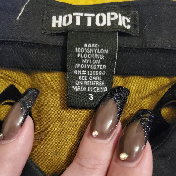 HOT TOPIC BLACK FLOCKED OUIJA PLANCHETTE SHEER GIRLS BUTTON UP PLUS SIZE - Picture 6 of 6